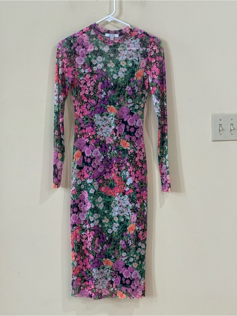 AFRM Loah Long Sleeve Mesh Midi Dress